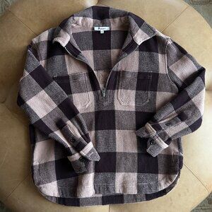 Madewell Cabincore Plaid Waffle Knit Zip Pullover Cozy Heritage XXS